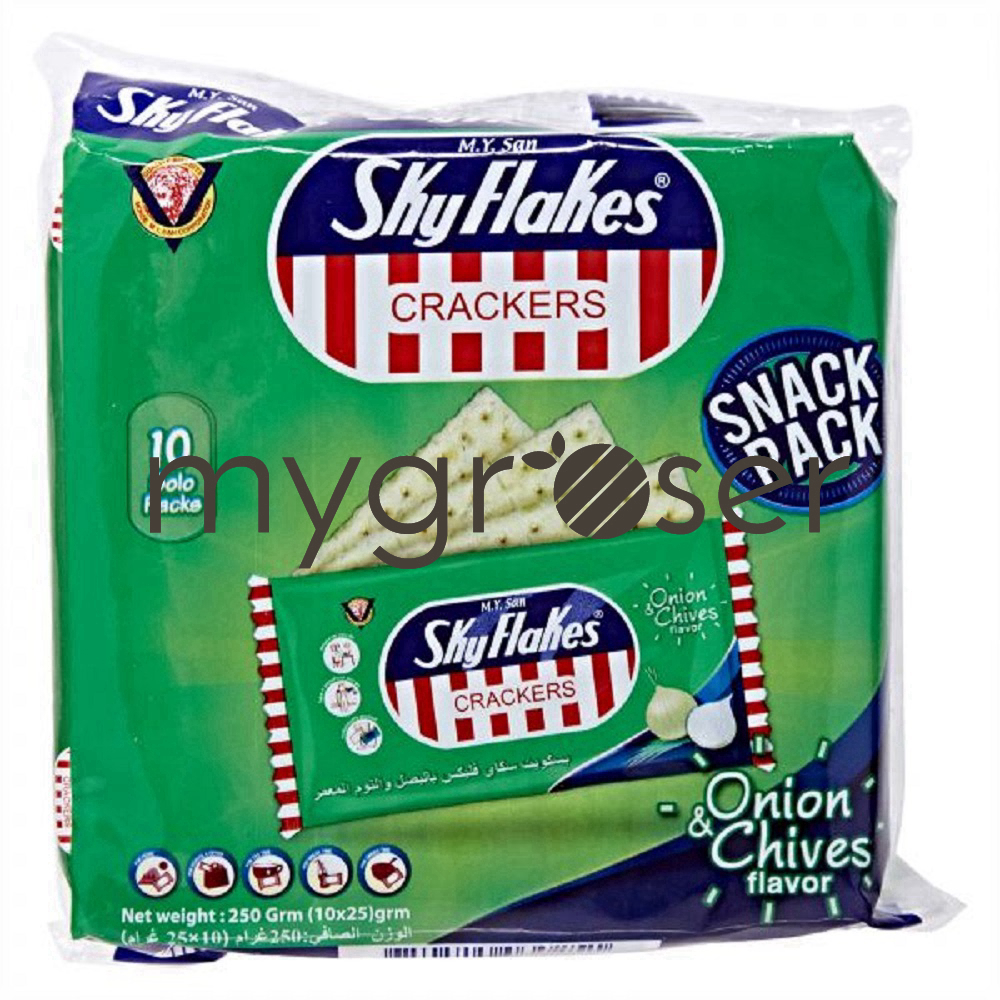 M.y.san sky flakes cracker onion&chives 25gmx10sx30pks (750515030251)